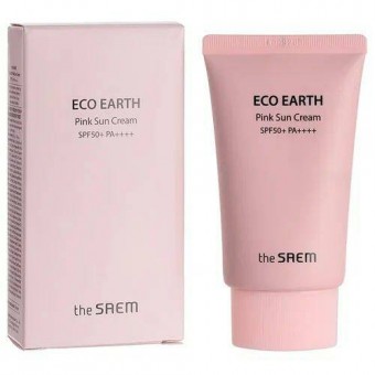 The Saem Eco Earth Power Pink Sun Cream Spf50+ - Крем солнцезащитный для лица для чувствительной кожи